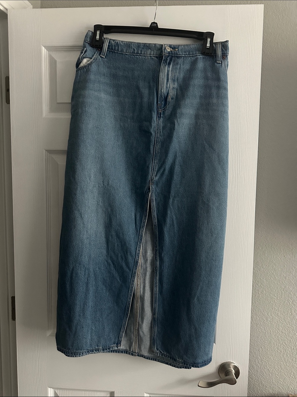 Old Navy Denim Maxi Skirt in Light Blue with Front Slit